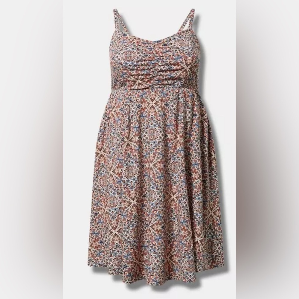 torrid Floral Mini Dress in Pink, Blue, Cream Size 0X - Picture 4 of 15